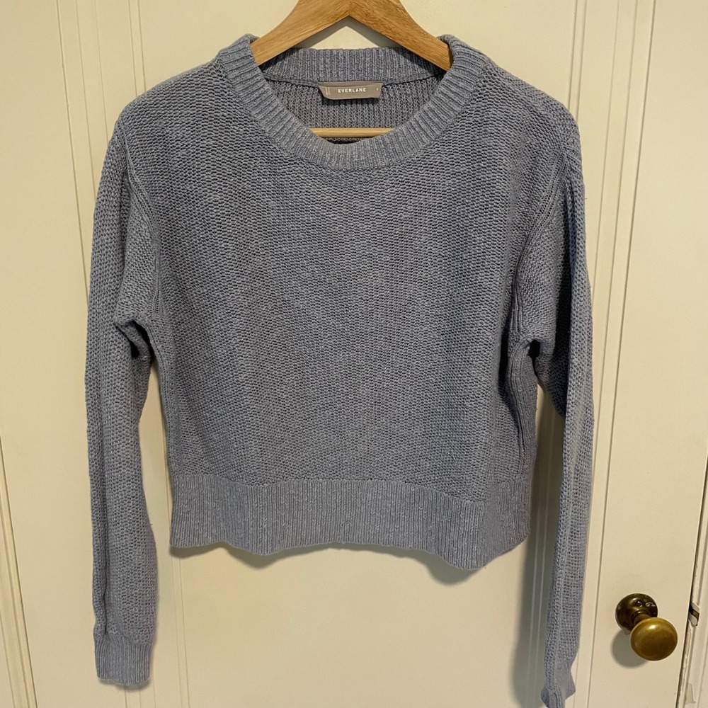 Everlane Knit Light Blue Crewneck Sweater Cotton Linen Blend